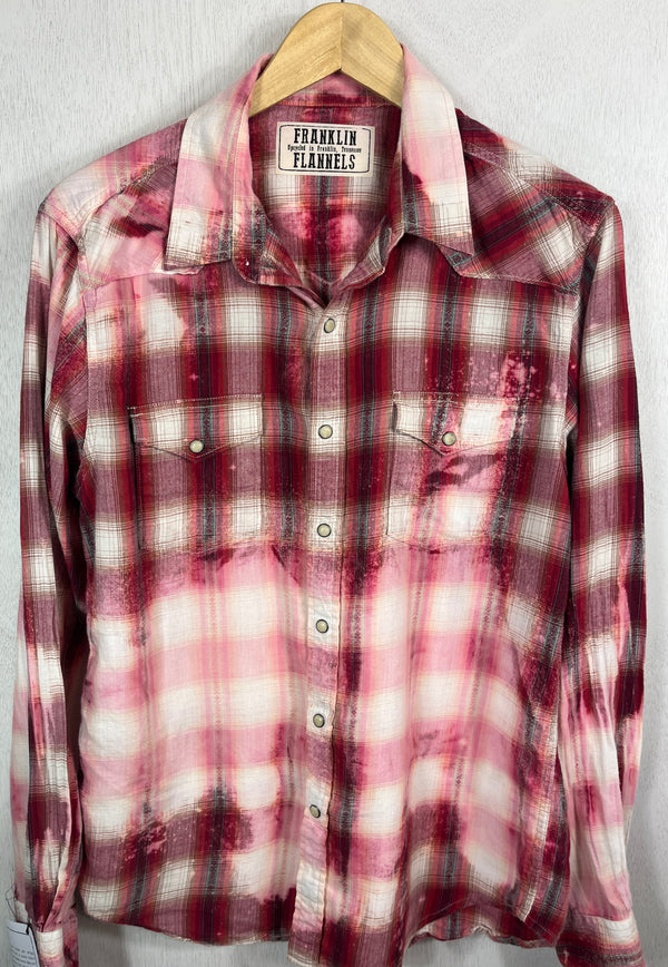 Vintage Western Style Red, Pink and White Lightweight Cotton Size Medium