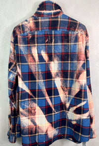 Vintage Blue, Navy, Red, Peach and White Flannel Size XL