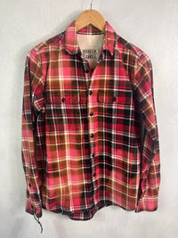 Vintage Red, Hot Pink, Black and White Flannel Size Small