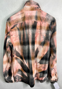 Vintage Grey, Black, Rust and Pink Flannel Size Large
