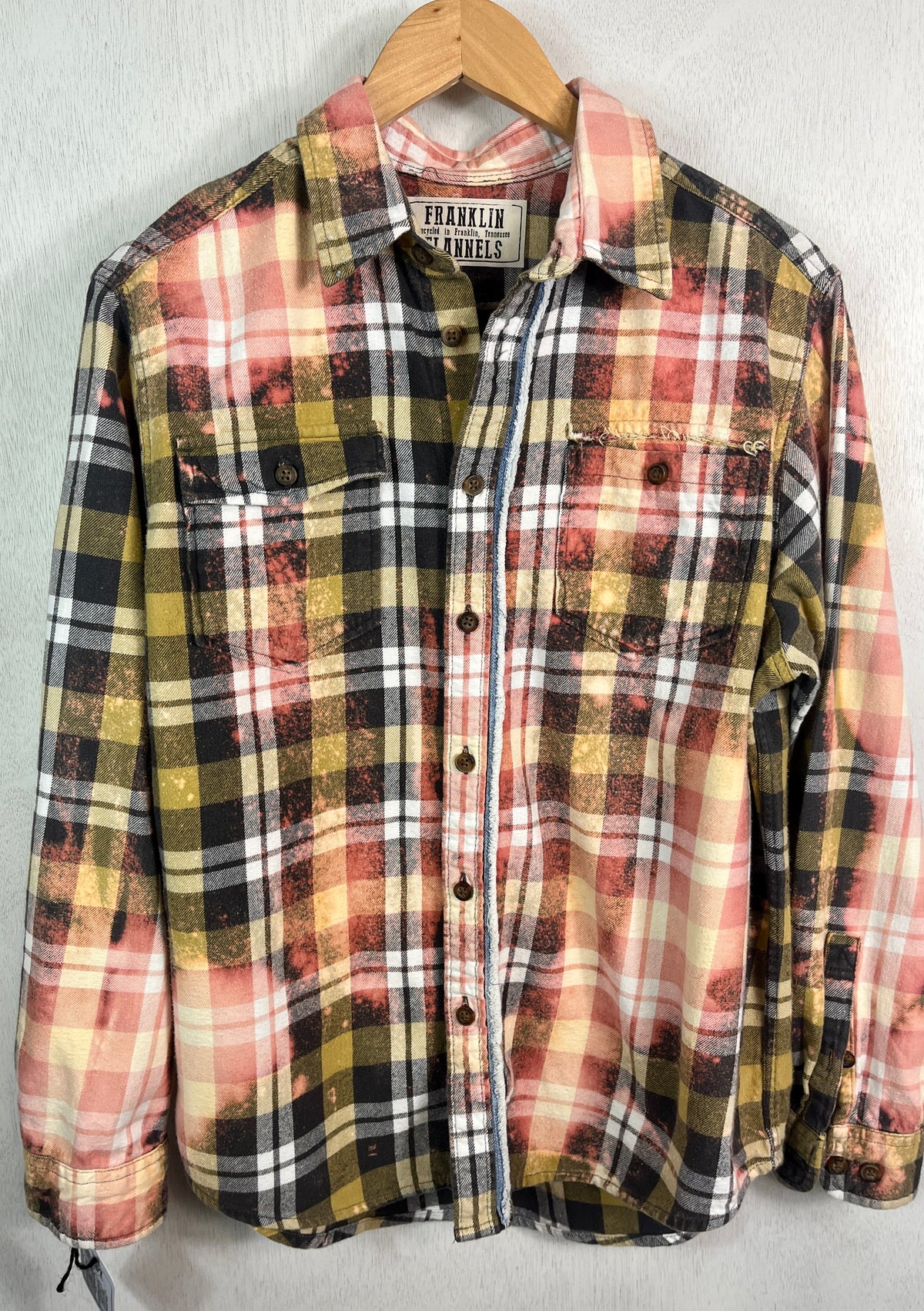 Vintage Sage, Black, White and Pink Flannel Size Medium