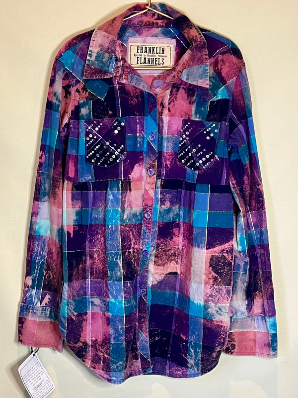 Vintage Purple, Turquoise and PInk Flannel Tunic Size Medium