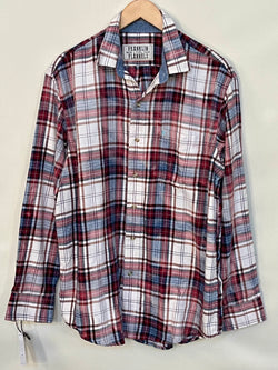 Vintage Red, Blue and White Faded Flannel Size XL