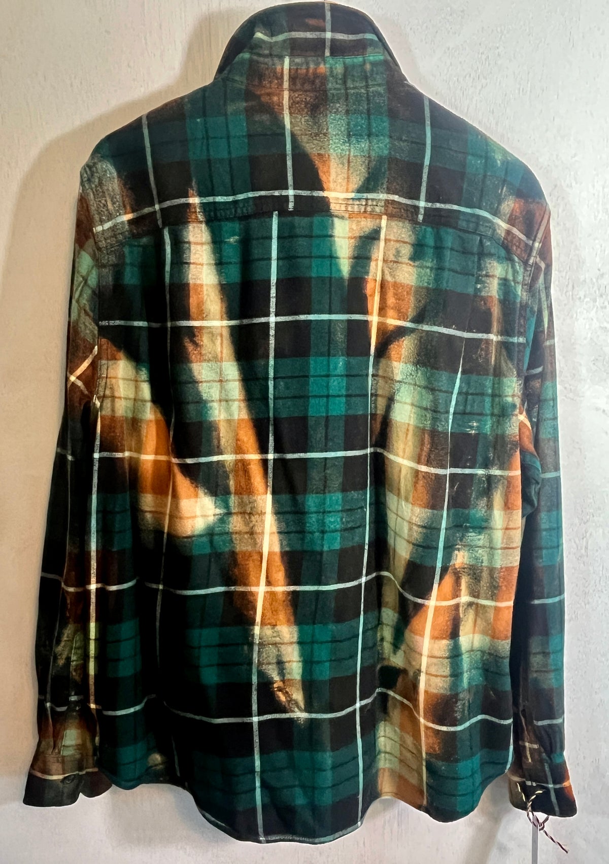 Vintage Dark and Light Green, Rust, Black and White Flannel Size XL