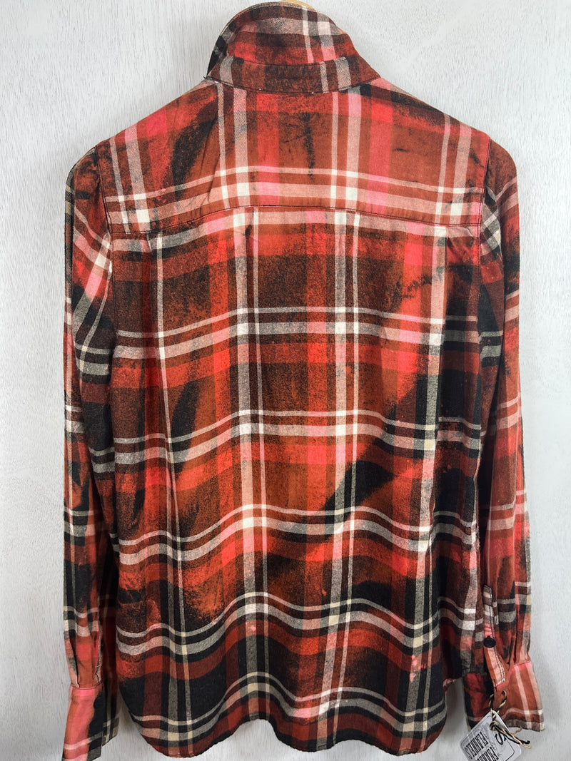 Vintage Brick Red, White and Black Flannel Size Small