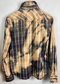 Vintage Western Style Blue, Black, Red and Caramel Lightweight Cotton Size Small