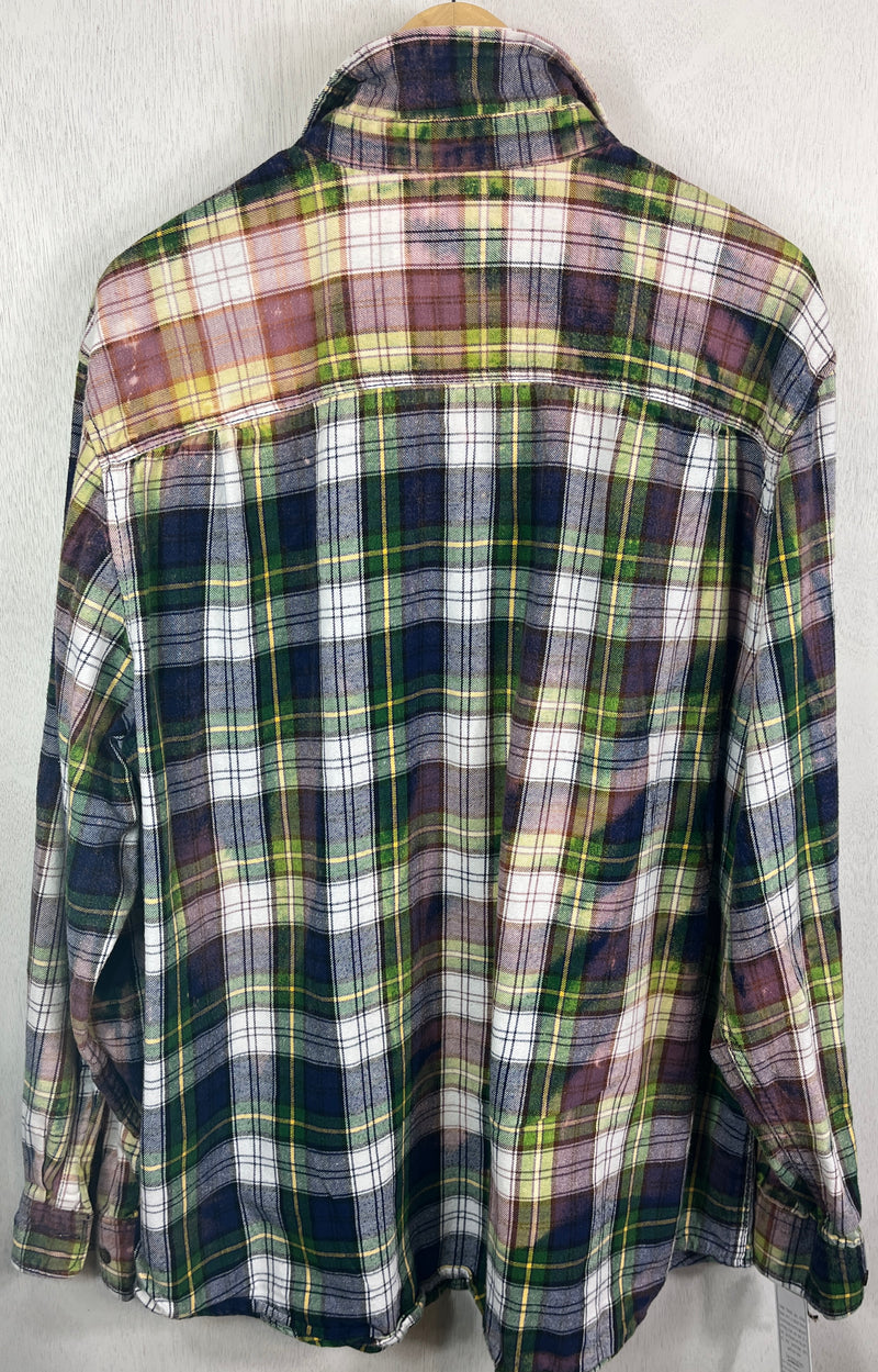 Vintage Green, Navy, Yellow and White Flannel Size XL