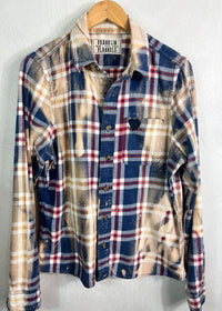 Vintage Blue, Red, Rust and White Flannel Size Small