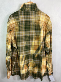 Vintage Army Green, Yellow, Brown and White Flannel Jacket Size XXL