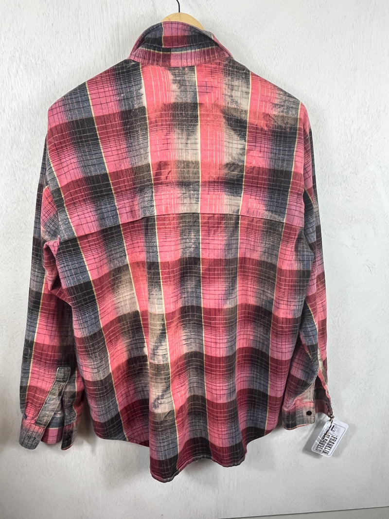 Vintage Red, Pink, Black and Cream Flannel Size Large