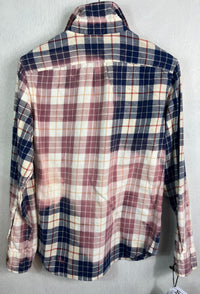 Vintage Navy, Dusty Rose, White and Red Flannel Size Small