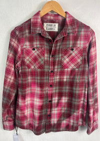 Vintage Magenta, Grey, Red and White Flannel Size XS