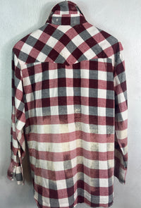 Vintage Western Style Red, Grey and White Flannel Size Large