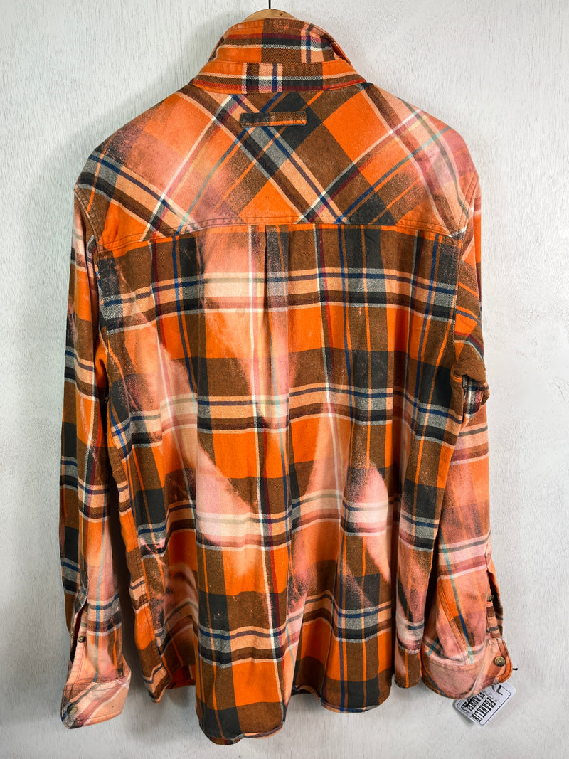 Vintage Orange, Navy and white Flannel Size XL