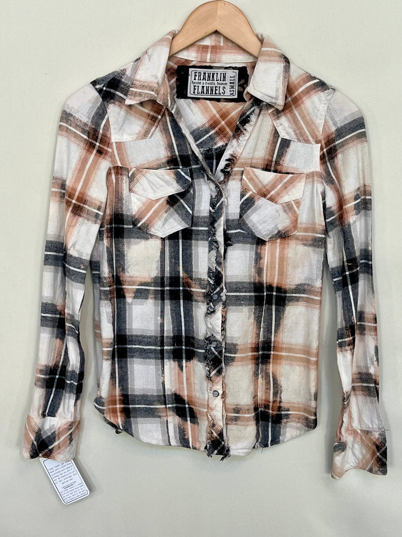 Vintage Western Style Black, White and Peach Flannel Size XS