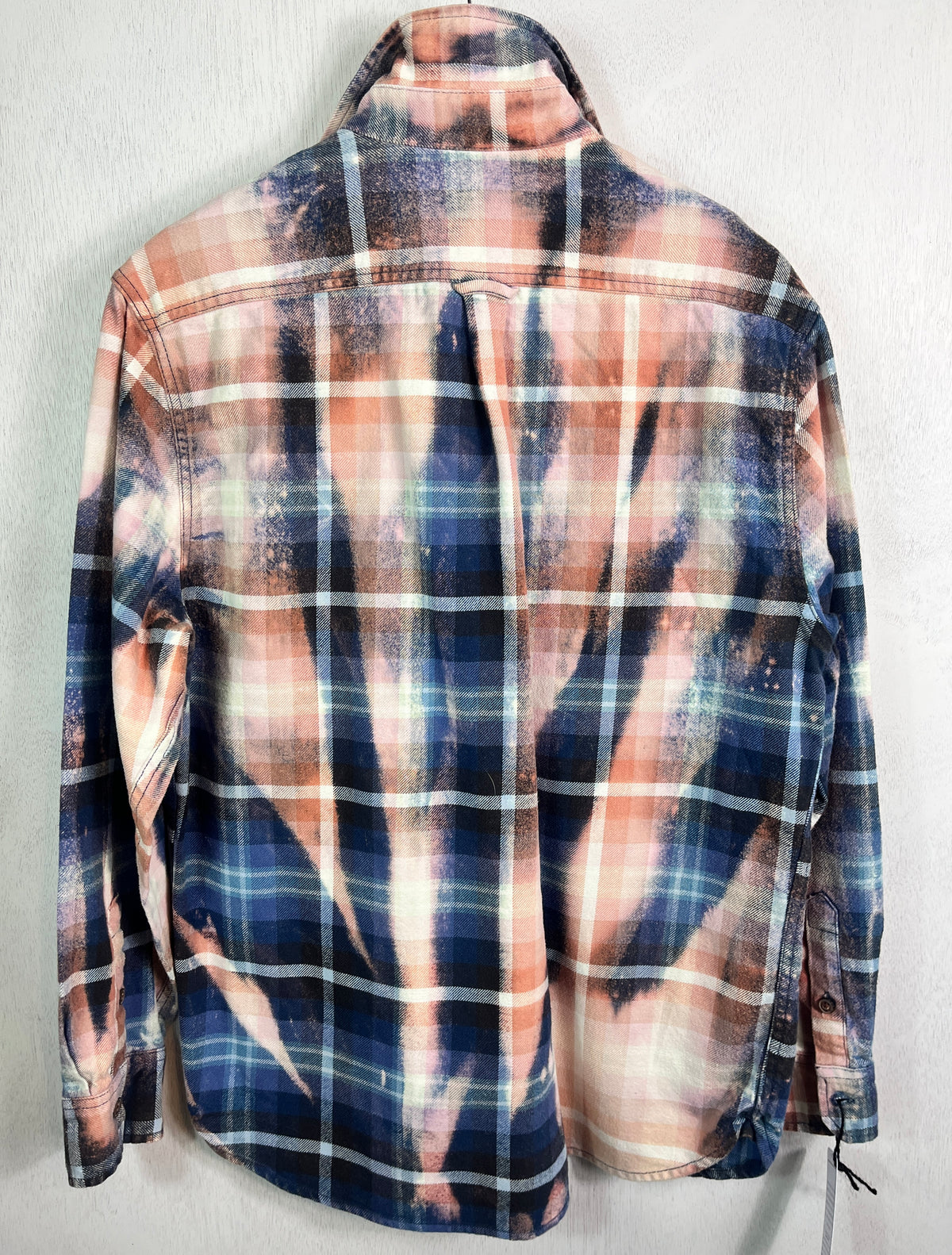 Vintage Blue, Pink, Peacg and White Flannel Jacket Size Large