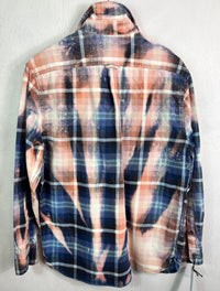 Vintage Blue, Pink, Peacg and White Flannel Jacket Size Large