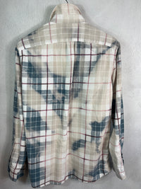 Vintage Teal, White, Cream and Burgundy Flannel Size Medium
