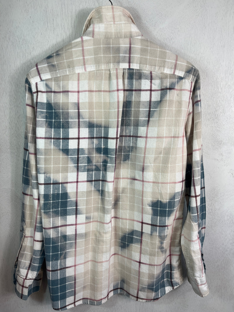 Vintage Teal, White, Cream and Burgundy Flannel Size Medium