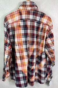 Vintage Burgundy, White, Black, Peach and Gold Flannel Size XL