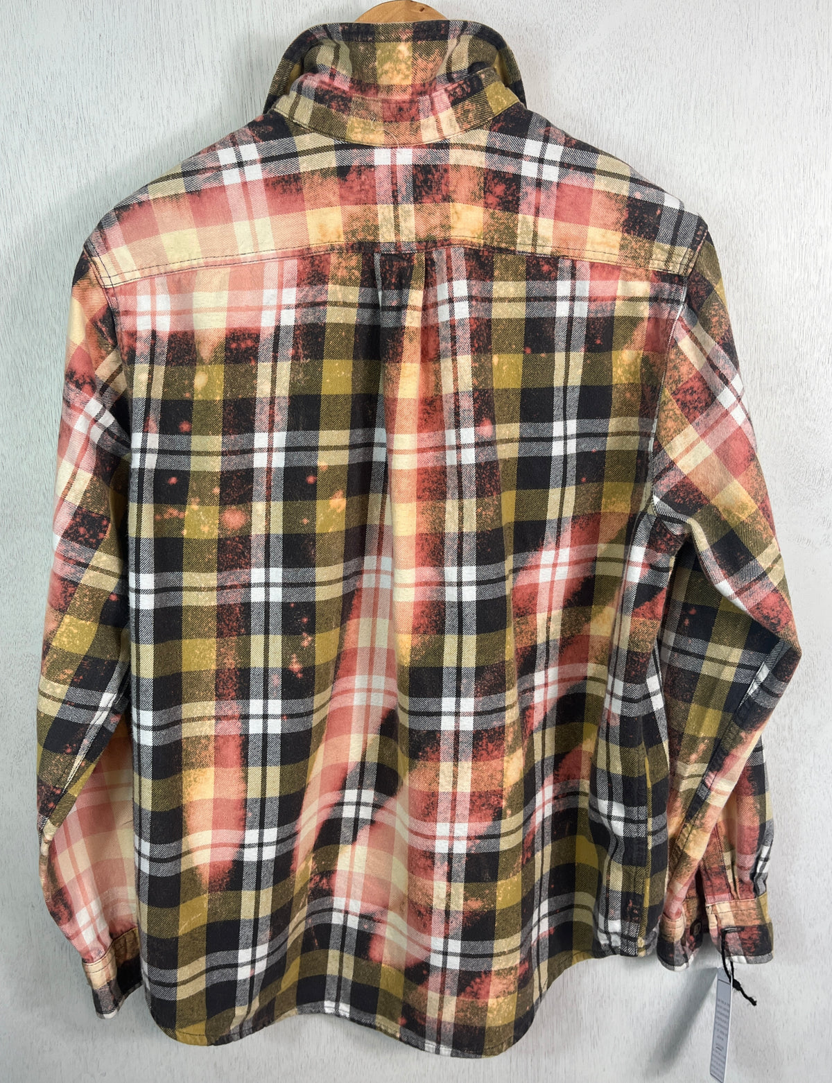 Vintage Sage, Black, White and Pink Flannel Size Medium