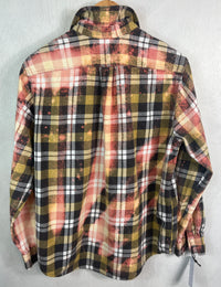 Vintage Sage, Black, White and Pink Flannel Size Medium