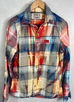 Vintage Blue, Yellow, Red and Pink Flannel Size Small