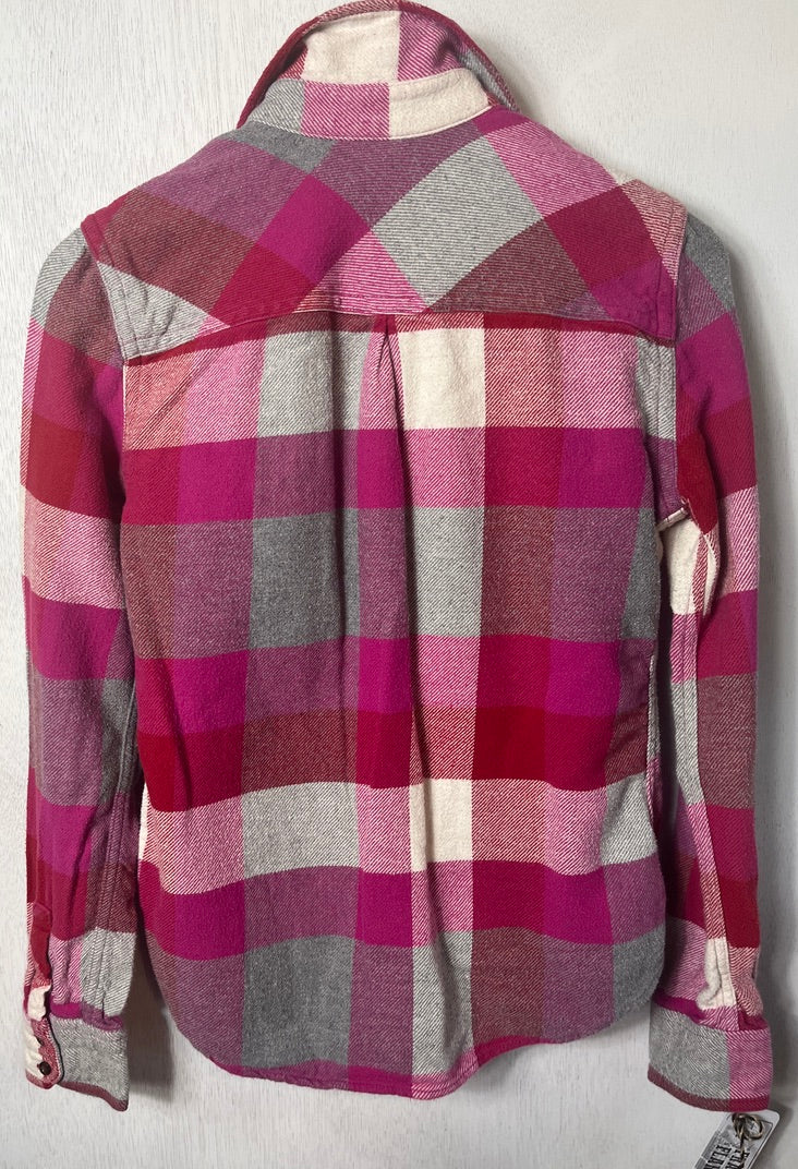 Vintage Pink, Red, White and Grey Flannel Size Small
