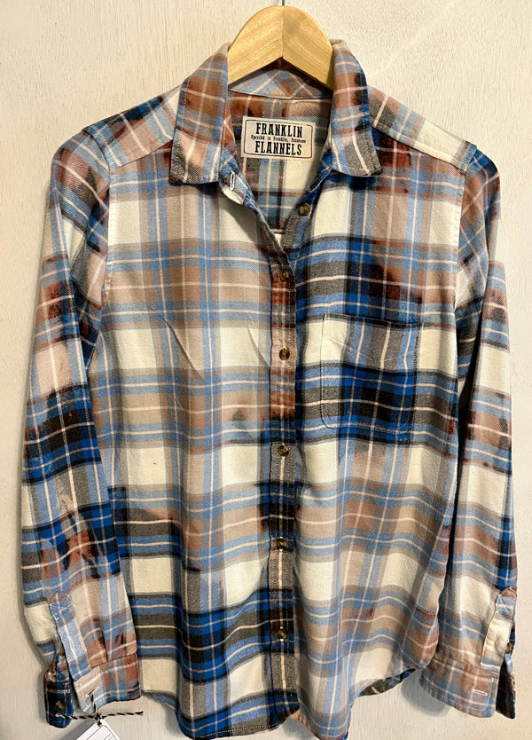 Vintage Blue, White and Brown Flannel Size Small