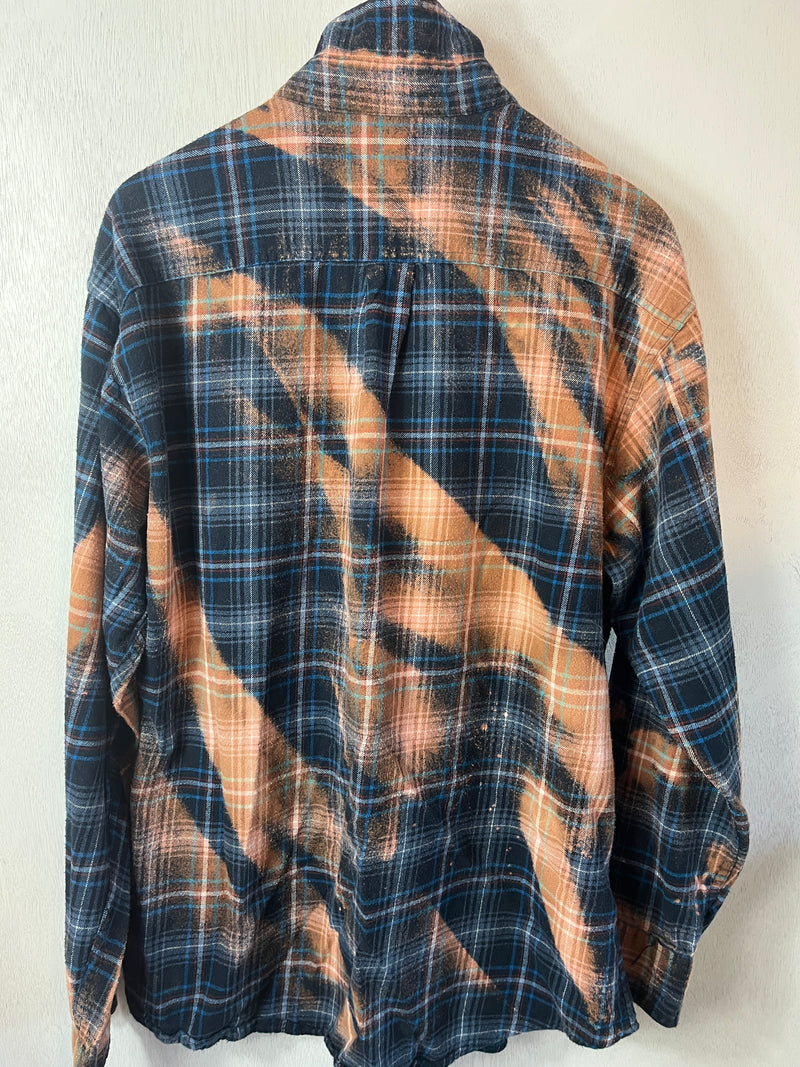 Vintage Navy Blue, Black, White and Rust Flannel Size XL