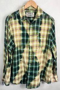 Vintage Green, Yellow, Pink and White Flannel Size