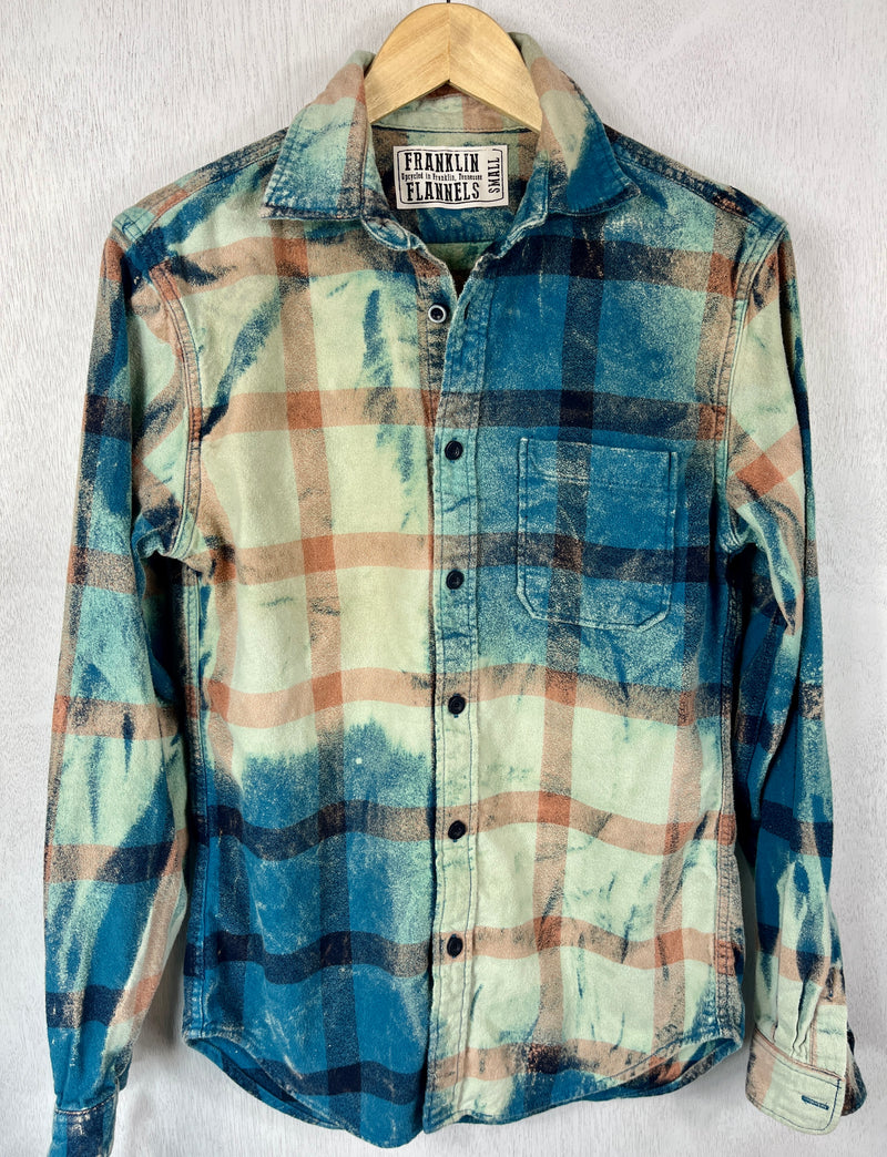 Vintage Turquoise, Black and Light Blue Flannel Size Small