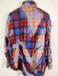 Vintage Royal Blue, Black, Red and Brown Flannel Size XL