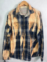 Vintage Navy Blue, Gold, Burgundy and White Lightweight Flannel Size Large