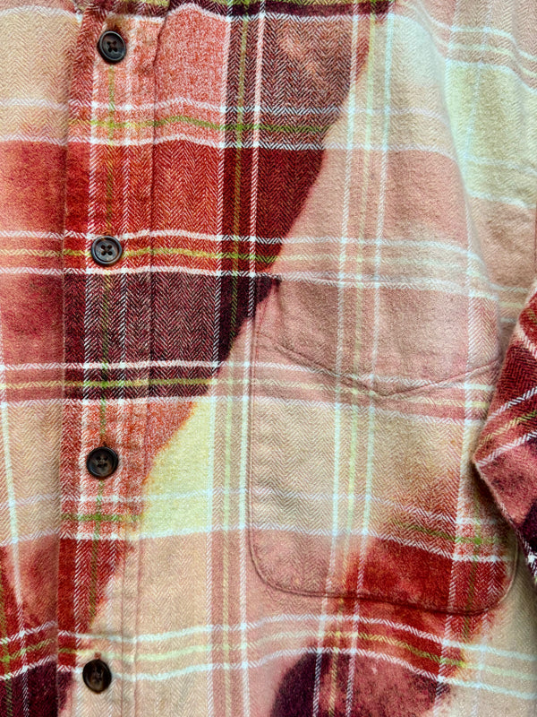 Vintage Red, Pink, Peach and Cream Flannel Size XL