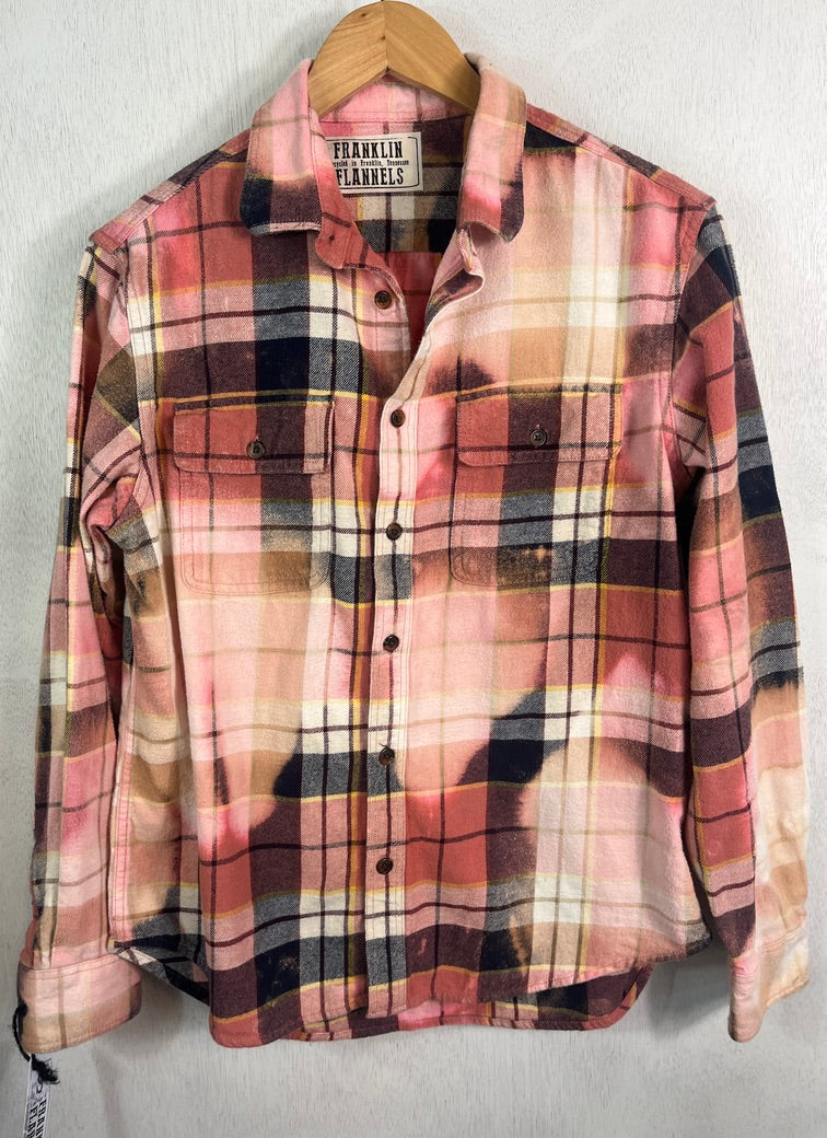 Vintage Pink, Navy, Yellow and White Flannel Size Small