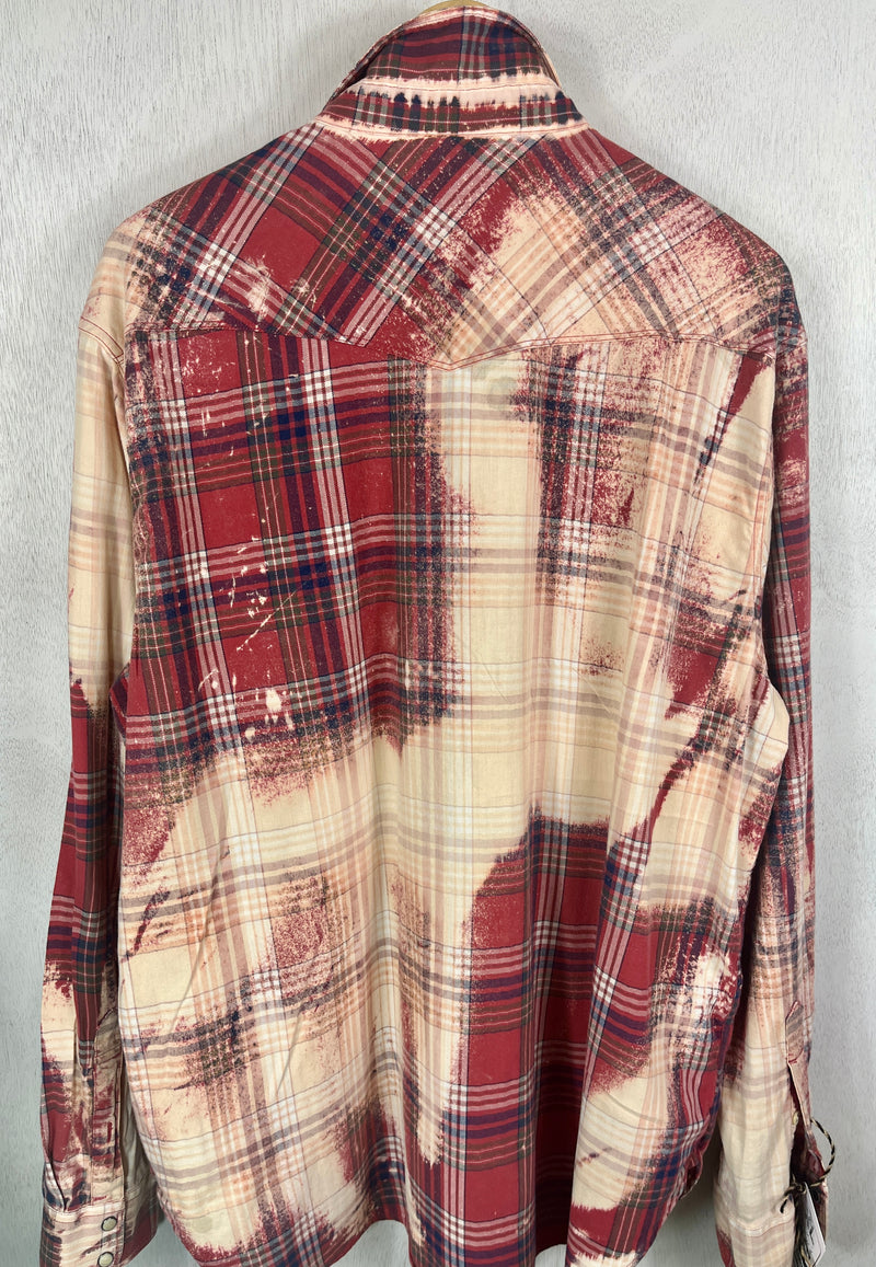 Vintage Western style Red, Black and Cream Lightweight Flannel Size XL