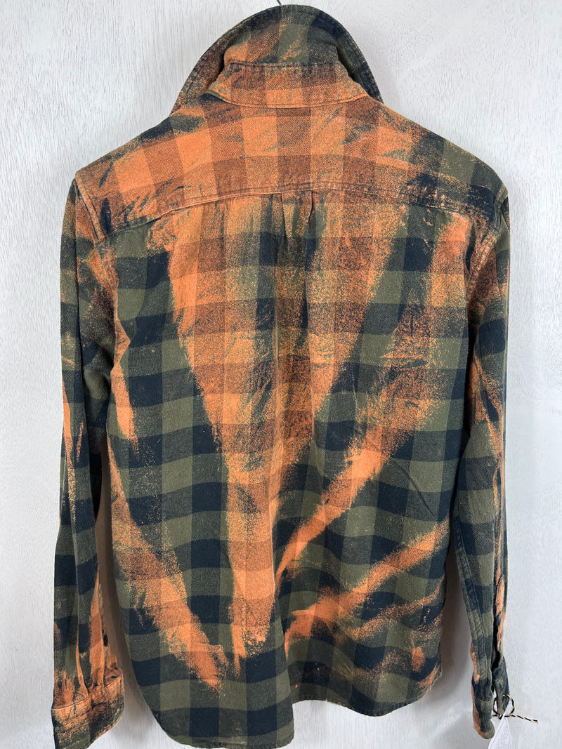 Vintage Army Green, Black and Gold Flannel Size Medium