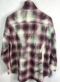 Vintage Maroon, Light Green and White Flannel Size Large