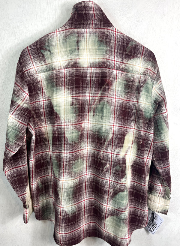 Vintage Maroon, Light Green and White Flannel Size Large