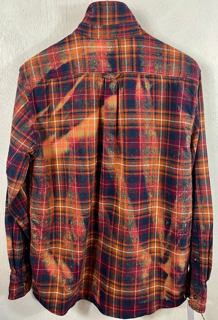 Vintage Navy Blue, Gold and Burgundy Flannel Size Medium