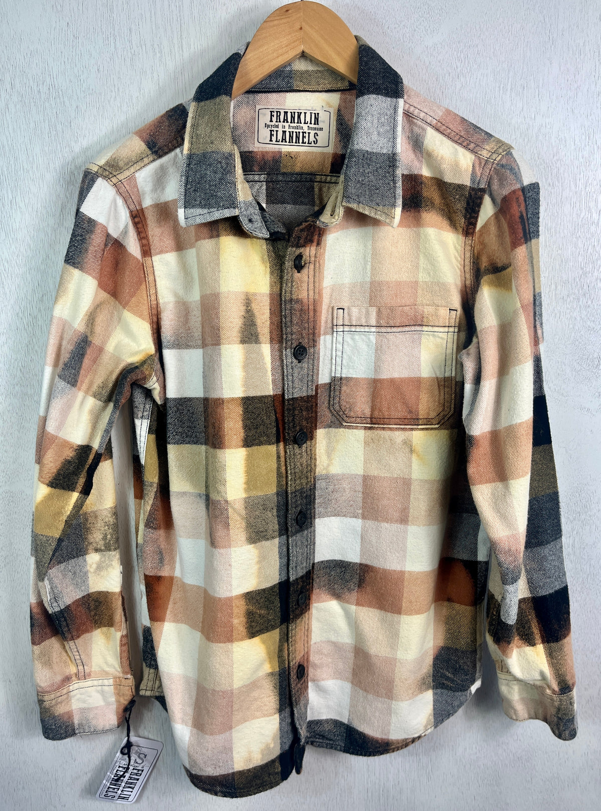 Vintage Black, Yellow, White and Brown Flannel Jacket Size Small