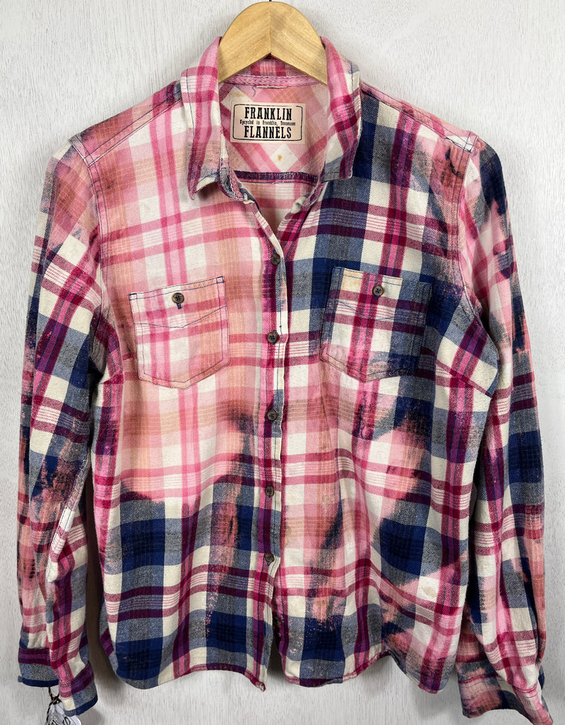 Vintage Navy, Pink and White Flannel Size XS