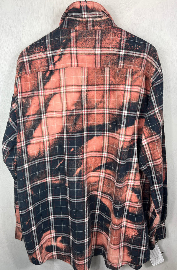 Vintage Navy Blue, Peach and White Flannel Size XXL