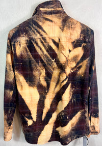 Vintage Deep Plum, Gold, Black and Grey Flannel Size Medium