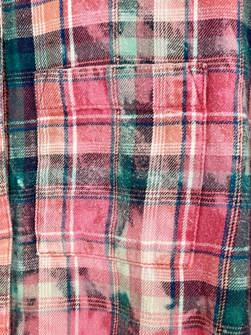 Vintage Pink, Teal and White Flannel Size Medium