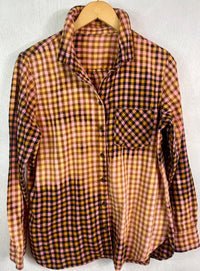 Vintage, Pink, Brown and Yellow Flannel Size Small