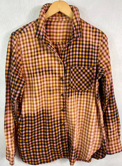 Vintage, Pink, Brown and Yellow Flannel Size Small