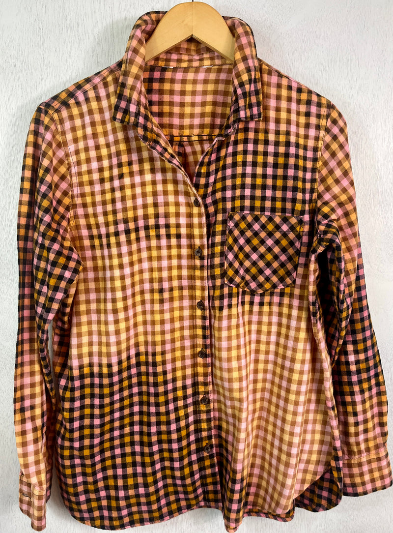 Vintage, Pink, Brown and Yellow Flannel Size Small