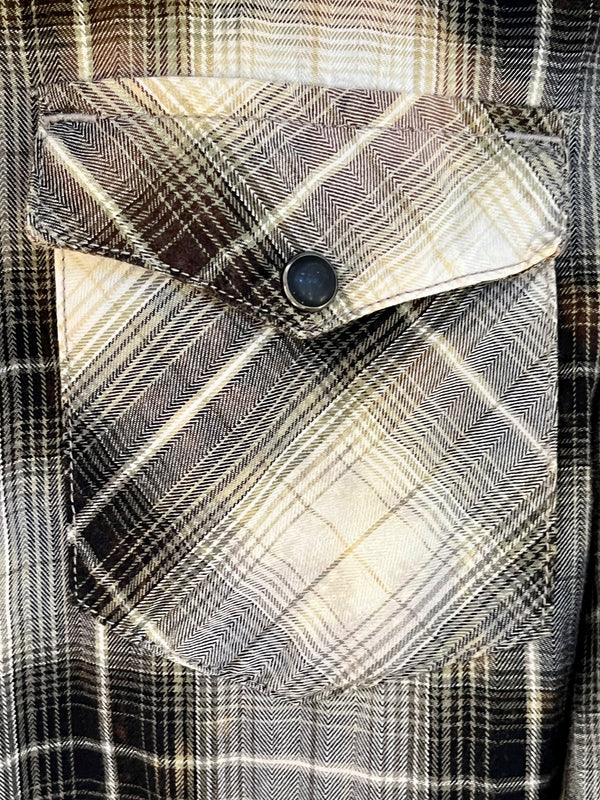 Vintage Western Style Black, White and Brown Flannel Size XS